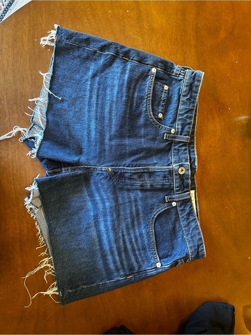 rag & bone Dark Blue Raw-Hem Denim Shorts